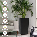 30 Inch Tall Self-Watering Planters, Large Black Flower Pot - Image 6