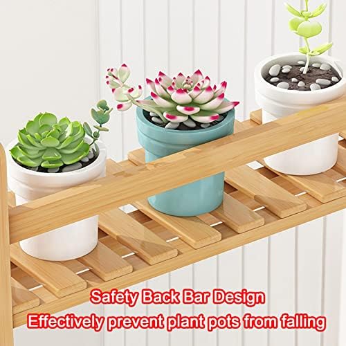 LIGUOYI 3-Tier Bamboo Ladder Plant Shelf, Outdoor Planter Display Shelving, Hanging Folding Flower Pot Organizer Rack, Clothes Rack Multi Storage Corner Shelf for Indoor Outdoor Homedecoration - Image 3