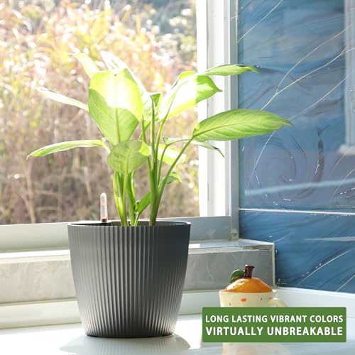 Dexceder 9x8 Self Watering Planters Indoor (2 Pack, Gray) - Image 6