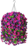 Artificial Flowers with Hanging Basket, Outdoor Faux Plants UV Resistant by INXUGAOArtificialFlowers