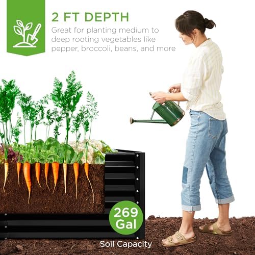 Best Choice Products 6x3x2ft Outdoor Metal Raised Garden Bed, Deep Root Box Planter for Vegetables, Flowers, Herbs, 269 Gallon Capacity, 100% Non Toxic Materials - Black - Image 3