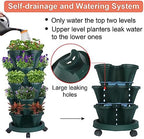 GameXcel Vertical Planter Tower - 5 Tier Stackable Garden Planters with Wheels and Tools Plant Pots for Strawberry Herb Flower and Vegetable Indoor Outdoor Use Green - Image 3