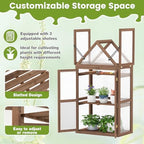 Giantex Garden Cold Frame, Mini Greenhouse Storage Shelves w/ Transparent Flip-Top Roof & 3 Adjustable Shelves, Indoor & Outdoor Use for Garden, Patio, Balcony - Image 5