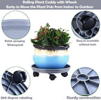 Planterhoma 6 Packs Plastic Plant Caddy with Casters 12” Plant Dolly Heavy Duty Rolling Plant Stand with Wheels for Indoor and Outdoor Large Heavy Plant Pot Rollers, Black and Grey - Image 2