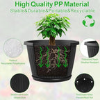 Fodetyff 16-inch-Plastic-Plant-Pots-with-Saucer, Flower Pots Containers for Indoor Outdoor Plants, Large Resin Planter with Drainage Holes and Saucers for Snake Plant Monstera - Image 5