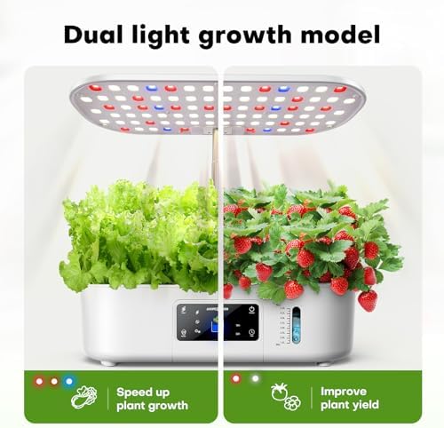 Ahopegarden Indoor Garden Hydroponics Growing System 12 Pods with LCD Touch Panel White & 52PCS Hydroponics Pods Kit - Image 3