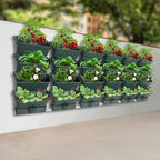 LYNICESHOP 24-Pack Wall-Mounted Vertical Garden Planter, Rectangular PP Self-Watering Indoor Outdoor Hanging Flower Herb Succulent Pots for Balcony Fence Deck (Military Green) - Image 4