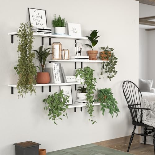 DOLLFIO Floating Wall Shelves, Decor & Storage, White, 16.5'', 8Pcs - Image 4
