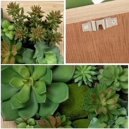 GnFlus Artificial Succulent Wall Decor Fake Hanging Succulents with Wood Plant Box, Succulent Plants Artificial 3D Wooden Wall Decor Faux Hanging Plants Indoor Succulents Arrangement - Image 2