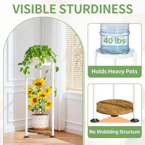 KMOTASUO Metal Plant Stand Tall for Indoor Outdoor Corner, 2 Tier White - Image 3