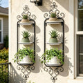 2 Pcs Metal Hanging Baskets for Plants Outdoor Wall Plant Holder Wall Mounted Hanging Planter Vase for Indoor Outdoor Plants Window Plant Shelves Hanging Planters for Indoor Plants and Flowers by AQQHSAIN
