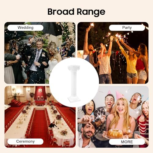 Wedding Roman Columns 4Pcs 34.65" Adjustable Height Plastic Stand Roman Pillar Greek Statue Plant Stand Elegant Wedding Event Party Decorative Column Pedestal Flower Holder (Type D, 4Pcs, 10.63x34.65 Inch) - Image 5