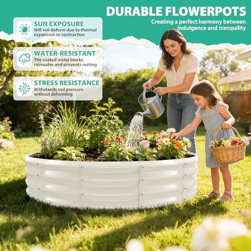 12 Inch Tall 60 Inch Diameter Round White Raised Garden Bed Kits Outdoor - Image 2