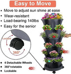 GameXcel Vertical Planter Tower - 6 Tier Stackable Garden Planters with Wheels and Garden Tool Set Plant Pots for Strawberry Herb Flower and Vegetable Indoor Outdoor Use Dark Gray - Image 6