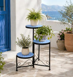 3 Tier Mosaic Ceramic Top Plant Stand, Foldable Flower Pot Holder - Image 5