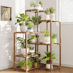 Bamworld Plant Stand Indoor Plant Shelf Outdoor Corner Wood Plant Table by Bamworld