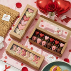Sherr 100 Pcs Brown Macaron Boxes with Window, 7.7x2.6x2 Inch Long Clear Bakery Boxes with Stickers for Pastries, Cookie & Dessert Gifts Packaging for Chocolate Covered Strawberry, Truffle, Donuts - Image 4