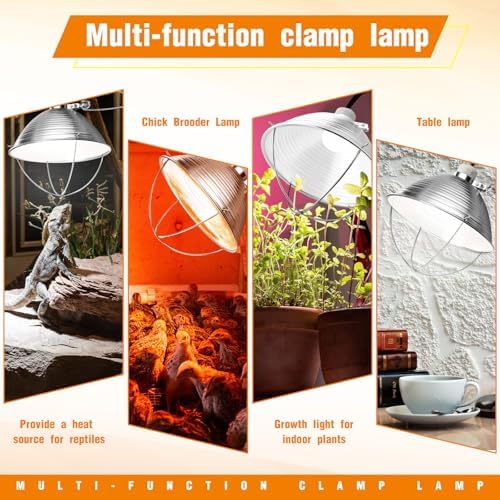 Macarrie 8 Pack Clamp Lamp Light with Aluminum Reflector, 6ft SPT-2 18awg Cord and Adjustable Stand Fixture, up to 150 Watt, E26 Socket, No Bulb (10.5 Inch) - Image 6