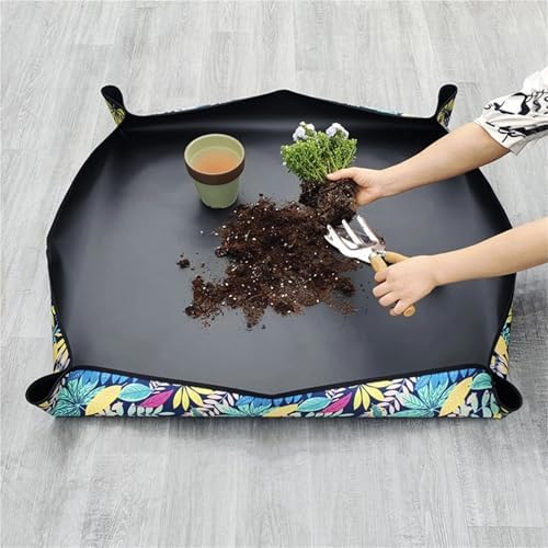 Repotting Mat Printed Floor Mat Replacement Soil Mat Plush Replacement Pot Planting Mixing Soil Anti Dirt Mat Horticultural Pad(Printing 50cmx50cm) - Image 2