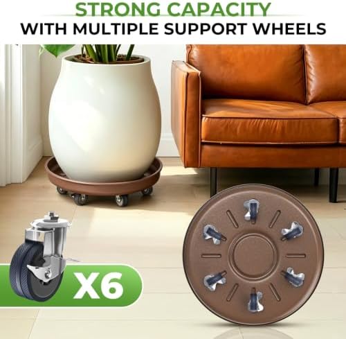 Plant Caddy With Wheels 17" Metal Plant Saucers for Indoors 440 Lb Capacity - Image 6
