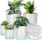 6 Pack Self Watering Pots for Indoor Plants, 4/5.5/6.3 Inch Plant Pots by Samhe