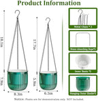 Halatool 2 Pack Self-Watering Hanging Planters for Indoor Plants, 6.5" & 8.3" Outdoor Flower Pots with Drainage Holes, Visible Water Level Indicator for Wall, Garden, Home Decor (Peacock Green) - Image 2