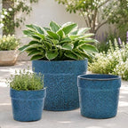 Ceramic Planters Set, 15/12/9 in Large Flower Pots, Antique Blue-B by GMUltra