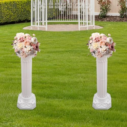 2Pcs Wedding Roman Column, White Elegant Roman Pillars Stand Wedding Event Decorative Columns Tall Wedding Centerpiece Stand for Wedding Party Celebration Decor - Image 2