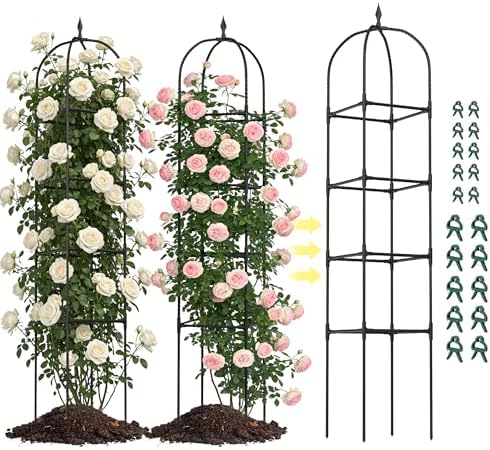 2 Pack 70.87" Garden Obelisk Trellis for Climbing Plants, Pyramid Design for Roses, Clematis, Jasmine, and Vegetable Vines, Indoor & Outdoor Use, Black by BAG+WIZARD
