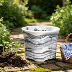 8Inch Marble Resin Plant Pot with Drainage Hole square Decor Flower Planter - Image 5
