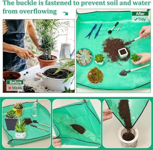 Repotting Planting Mat 50cm-100cm Gardening Potting Pad Foldable Garden Plant Flower Pot Transplanting Waterproof Mats for Indoor Plant Repotting(100x100cm) - Image 7