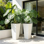 Autodaya 28" Plant Pots Tall Planters for Outdoor Plants Set of 2 with Tray - Image 4