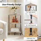 HOOBRO Corner Shelf Stand, Industrial 3-Tier Wall Corner Bookshelf with Metal Frame, Plant Display Shelf, Bookcase for Small Spaces, Living Room, Greige and Black BG30CJ01 - Image 5