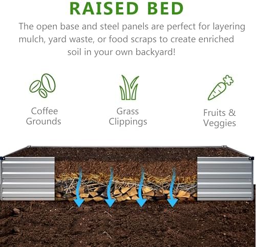 2PCS 6x3x1ft Galvanized Raised Garden Bed Kit,Metal Planter Box for Vegetables,Flowers,Herbs Durable Rust-Resistant Patio Gardening Beds,Silver - Image 3