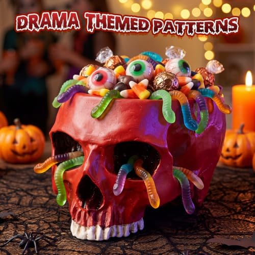 2 Pack Halloween Skull Planter, Red, Retro - Image 4
