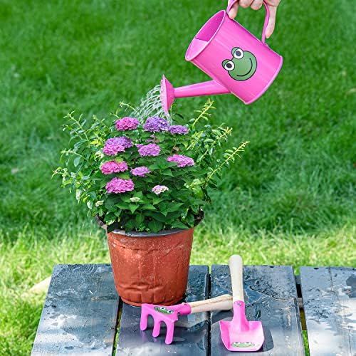 Sungmor Small Watering Can Set Cute Little Gardener Kit | Package Includes 3PC Rose Red Frog Watering Can & Trowel & Rake Gardening Hand Tools | Perfect for Garden,Yard or Beach - Image 7