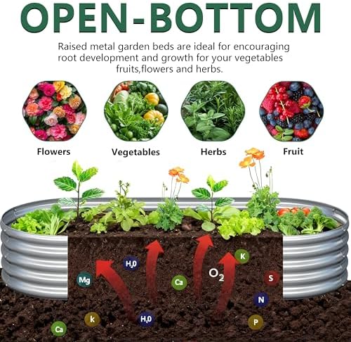 2PCS 4x2x1FT Galvanized Metal Raised Garden Bed,Outdoor Planter Box for Vegetables - Image 3