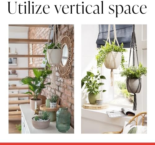 Scheurich Corteza Sky Pimienta Ceramic 6.1" Hanging Planter – with 35.4" Macramé Hanger - Waterproof - Boho Decorative Hanging Basket for Indoor Plants, Succulents&Flowers - Made in Germany - 0.7 gl - Image 5