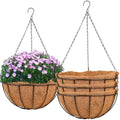 HKZ Hanging Basket Planter Plants Outdoor - 4 Pack 14 Inch Metal Hanging Planter with Coco Liners, Chain Hook Hanging Flower Pots for Indoor Outdoor Garden Porch Decoration by HKZ