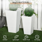 Outsunny 2-Pack Outdoor Planter Set with Drainage Holes, 22in & 18in, White - Image 5