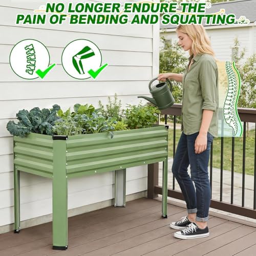 Galvanized Raised Garden Bed with Legs 2Pack,48x24x32in Elevated Garden Bed - Image 3