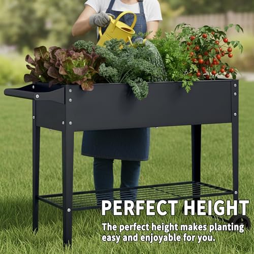 Elevate 2Pcs 32" Tall Raised Garden Bed with Wheel,Planter Box for Backyard,Outdoor Garden, Patio, Balcony, 400lb Capacity,Grey - Image 6