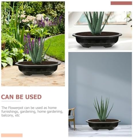 4pcs Oval Plastic Flower Pot with Drainage Holes, Black PP Planter - Image 3