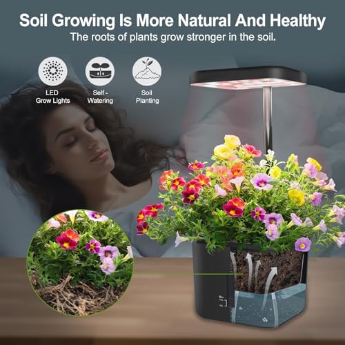 Indoor Garden Growing Systems Self-Watering Plant Pot Smart Gardening System with 17 Watts LED Grow Light Auto Timer Gardening Plant Gifts for Mom Plant Pot for vegetables herbs(No Seeds&Soil) - Image 4