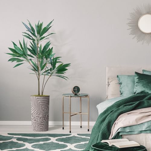 SIGNWIN Artificial Tree in Geometric Pattern Planter, Fake Dracaena Tree Silk Tree for Indoor and Outdoor Home Decoration - 66" Overall Tall (Plant Pot Plus Tree) - Image 5