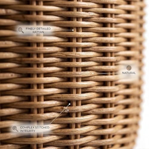 Goblet Urn Shape Wicker Planter,Rattan Woven Plant Basket, Rustic Flower Vase, Rattan Urn Vases & Planters Pot for Boho Home Outdoor Plants Décor (2PCS) - Image 7