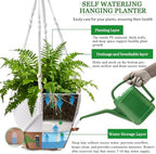 10 Inch Hanging Planters for Indoor Plants & Outdoor, 6 Inch Self Watering Pots for Indoor Plants (5-Pack) Plastic Planters with Water Window, Drainage Holes & Trays - Image 3