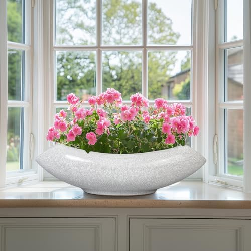 Ceramic Bonsai Tree Pot - 18 Inch Ceramic Pots for Plants, Large Succulent Planter with Drainage Hole for Indoor Outdoor, Unique Planters for Flower, Home Decor, Gardening Gifts, White-Black - Image 6