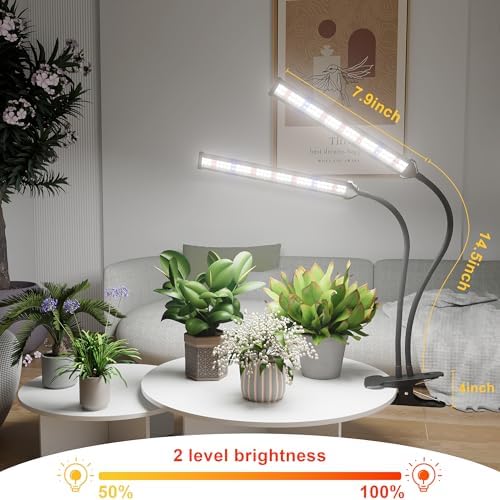 GooingTop LED Grow Light,White Full Spectrum Clip Plant Growing Lamp - Image 2