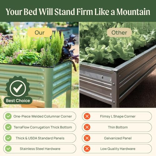 Vego garden Elevated Raised Garden Bed, 2' x 6' Outdoor Planters Boxes with Legs & Storage Rack for Patio, 1000 Lbs Weight Capacity, Raised Beds for Gardening Herbs Vegetables, Modern Gray - Image 5